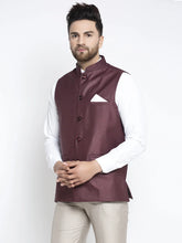 Men's Maroon Solid Nehru Jacket